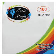 Table Magic 1 Ply White Serviettes