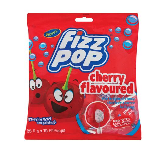 Beacon Fizz Pop Cherry Flavoured Lollipops 